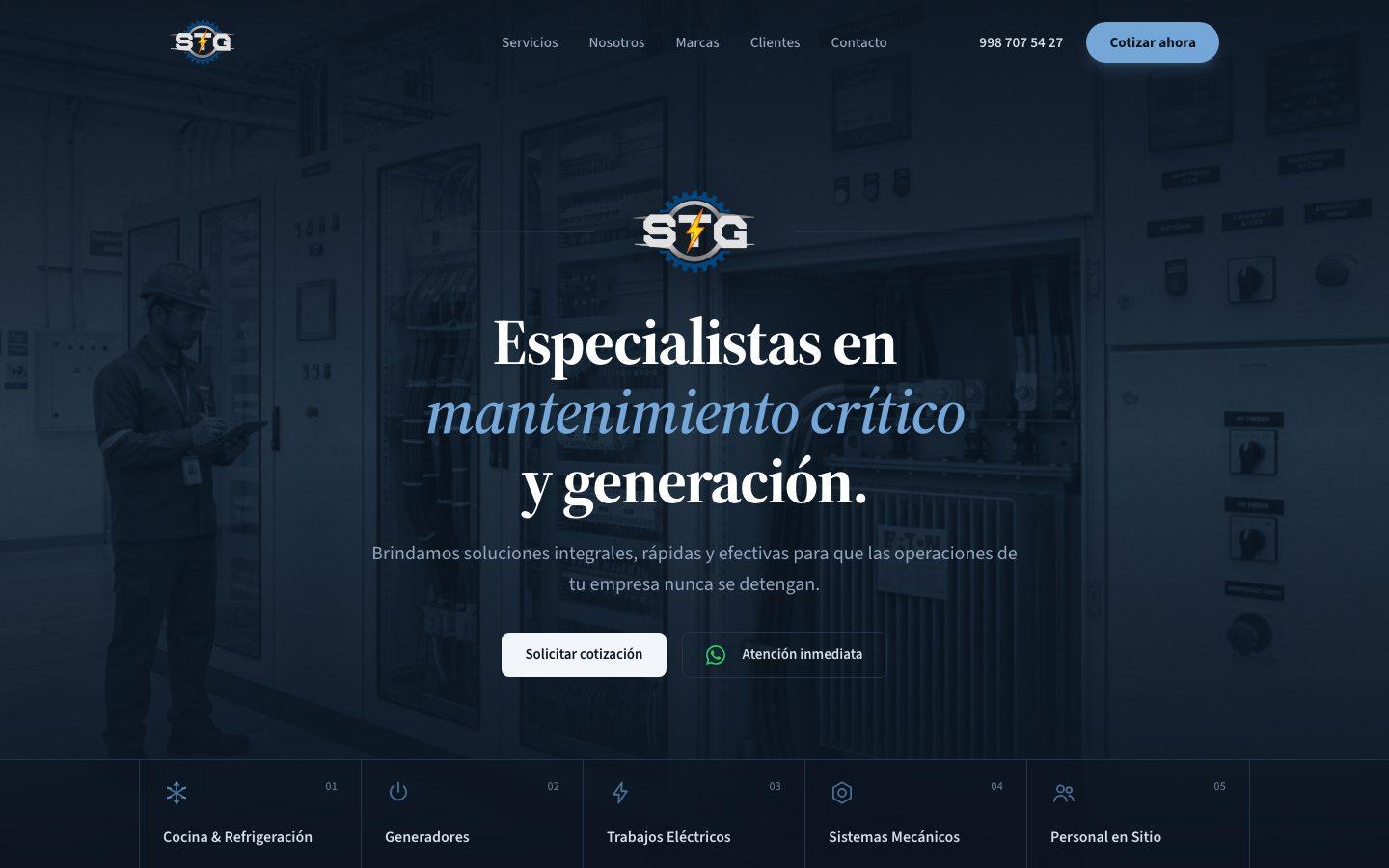 Vista de STG: Sitio para empresa de mantenimiento industrial y generación de energía